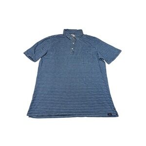 Faherty Brand Mens XL Blue White Striped Indigo Cotton Short Sleeve Polo Shirt
